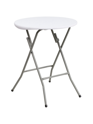 Flash Furniture 2-foot Round Granite White Plastic Folding Table