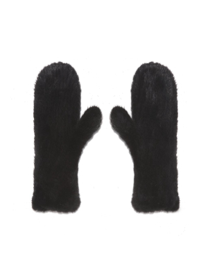 The Knitted Mink Mittens In Black