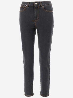 Alexander Mcqueen Contrast Stitching Skinny Jeans