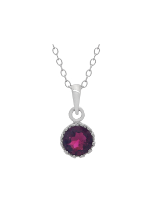 Tiara Sterling Silver Round-cut Birthstone Crown Pendant