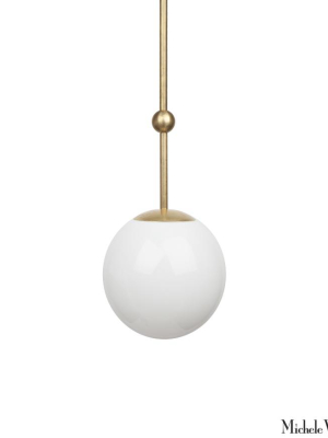 Brass Ball And Glass Globe Pendant Light 8 Inch