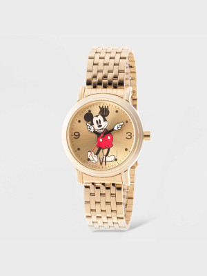 Women's Disney Mickey Mouse Vintage Bracelet Watch - Gold