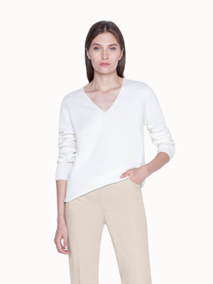 Knit Pullover In Cashmere With Ribbed Hem And Cuffs