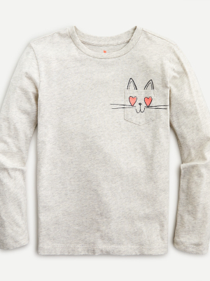 Girls' Cat Pocket T-shirt