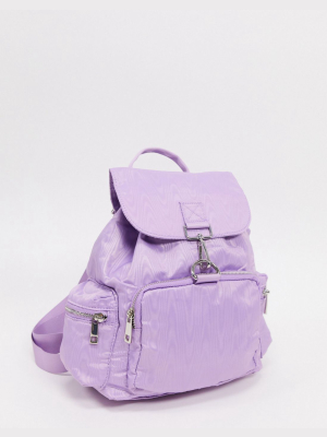 Asos Design Backpack In Lilac Moire With Dogclips