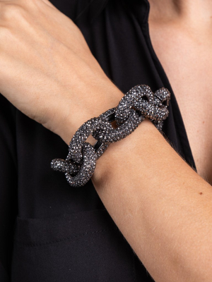 Hematite Crystal Pave Link Toggle Bracelet