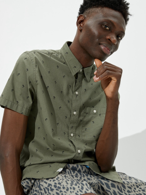 Ae Short-sleeve Tropical Print Button-up Shirt