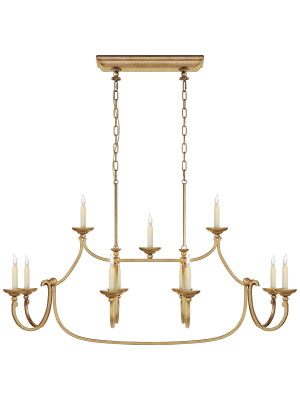 Flemish Large Linear Pendant In Gilded Iron