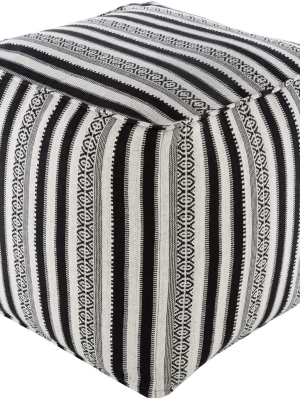 Maya Woven Pouf In Black