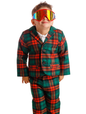 The Little Lincoln Man | Red Plaid Toddler Christmas Suit