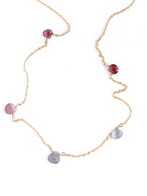 Ombre Multi-gemstone Necklace- Reds