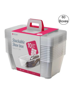 Life Story 5.7 Liter Clear Shoe/closet Storage Box Stacking Container (60 Boxes)