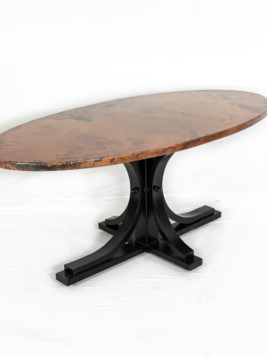 Vestal Oval Copper Dining Table - Black & Natural Copper