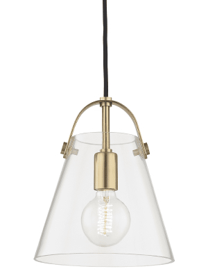 Karin 1 Light Small Pendant - Aged Brass