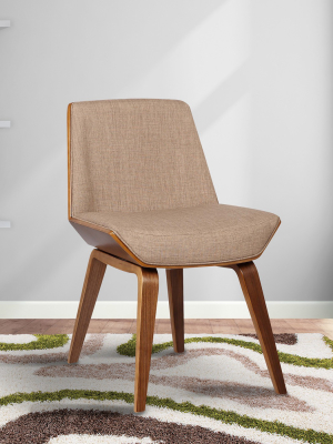 Agi Mid-century Dining Chair In Walnut Wood And Beige Fabric - Armen Living