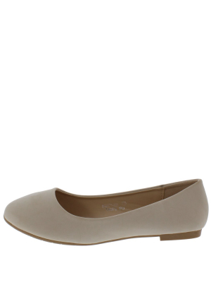 Stacy101 Taupe Round Toe Slip On Ballet Flat