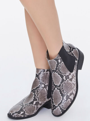 Faux Snakeskin Chelsea Boots