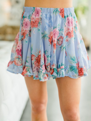 Check Your Schedule Blue Floral Skirt