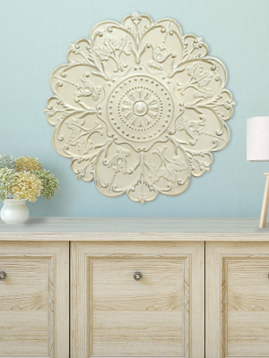 27" X 27" Shabby Medallion Wall Décor White - Stratton Home Décor