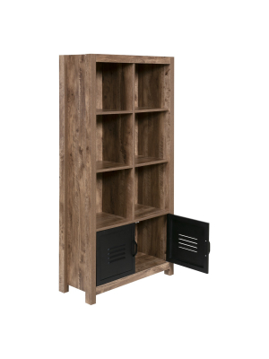 59.45" Norwood Range Bookshelf Wood And Black Metal Oak - Onespace