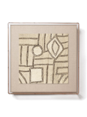 Ecru Maze Kuba Cloth - Mini Framed Print