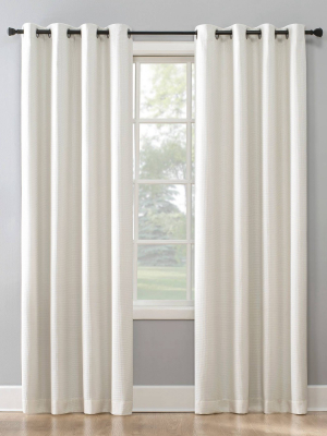 Niko Textured Grid Thermal Extreme Blackout Grommet Top Curtain Panel - Sun Zero