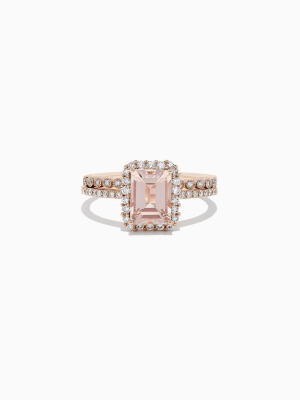 Effy Blush 14k Rose Gold Morganite And Diamond Ring, 1.53 Tcw