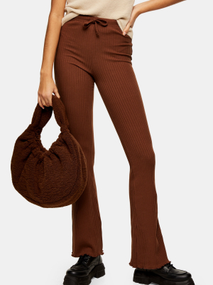 Brown Pocket Flared Wide Leg Pants