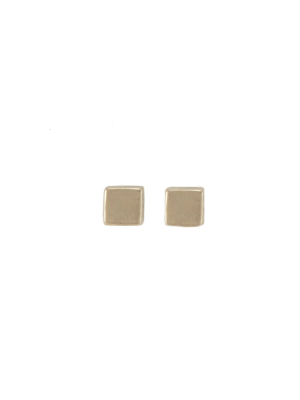 Gold Cube Studs, White