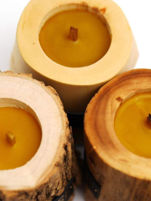 Three Interior Candles In Wood Set: Other Sisters With Refills