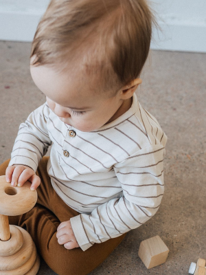 Organic Long Sleeve Top Camel Stripe | Kidwild Organics