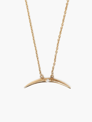 14k Gold Diamond Large Horn Necklace
