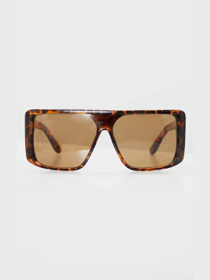 Brown Tortoise Oversized Triple Lens Square...