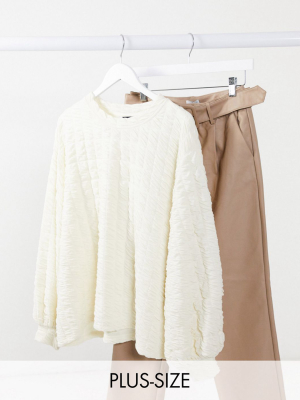 Vero Moda Curve Textured Sweatshirt In Cream