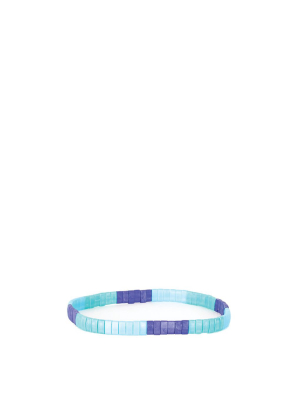Flat Beaded Bracelet - Blue Colorblock