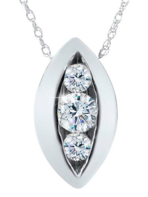 Pompeii3 1/2ct Three Stone Past Present Future Diamond Pendant 14k