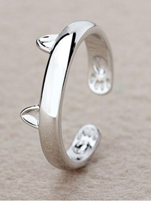 Silver Plated Cat's Ears Ring