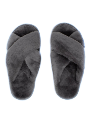 The Paityn Shearling Slippers In Grey