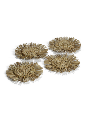 Balmy Pandan Fringed Coasters, Set Of 4