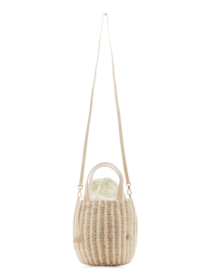 Tayla Canvas And Woven Straw Top Handle Bag