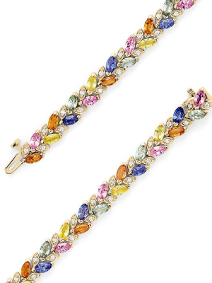 Effy Watercolors 14k Gold Multi Sapphire & Diamond Bracelet, 11.09 Tcw