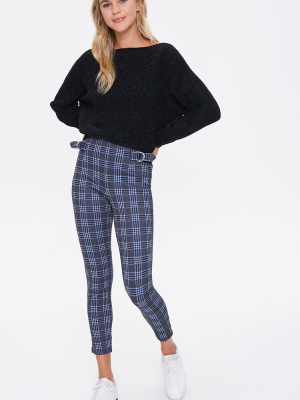 D-ring Plaid Ankle Pants