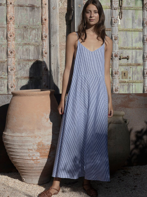 Blue Striped Slip Dress