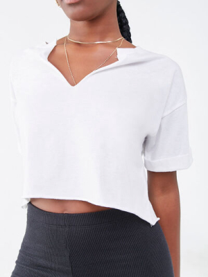 Raw-cut V-neck Tee