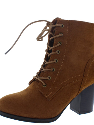 Dahlia08s Taupe Almond Toe Lace Up Boot