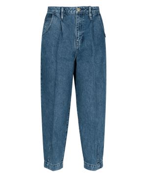 Frame Pleated Barrel Leg Jeans