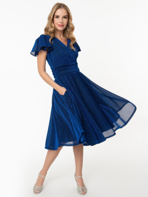 Magnolia Place Blue Sparkle Midori Swing Dress