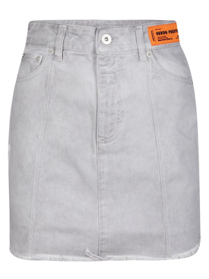 Heron Preston Raw Hem Denim Mini Skirt