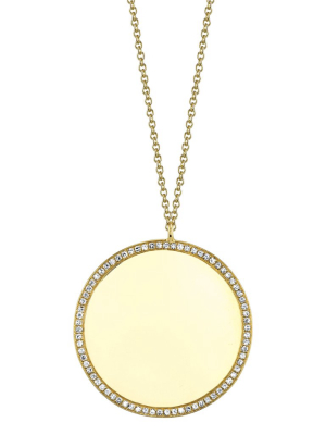 Small Disc Necklace With White Pavé Diamonds