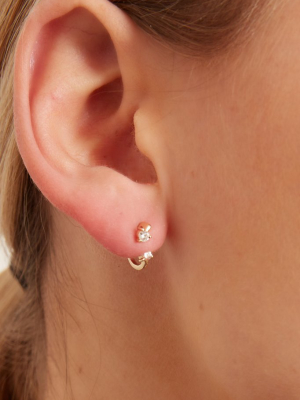 Single Double Prong Set Diamond Earring In Yellow Gold